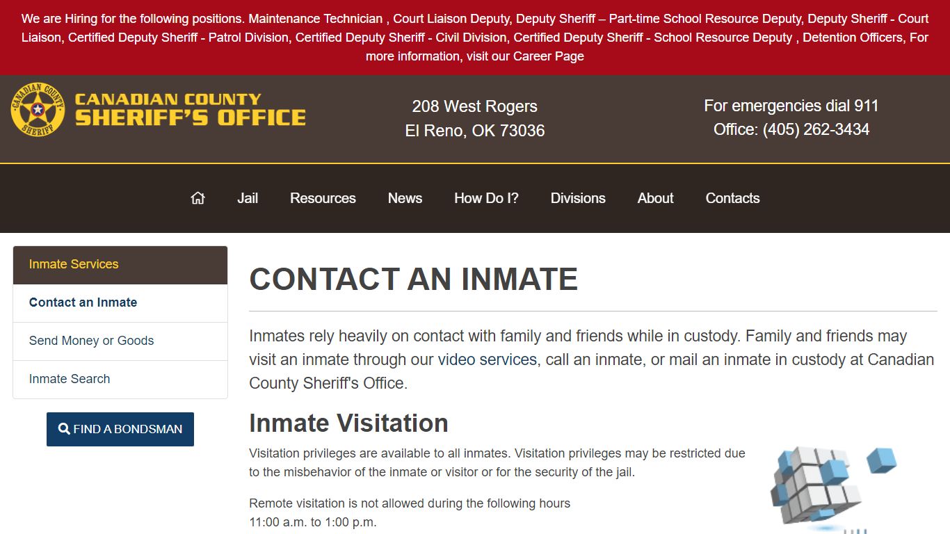 Contact an Inmate - Canadian County Sheriff's Office