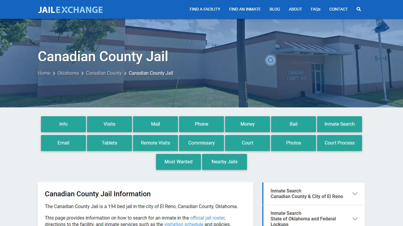 Canadian County Jail, OK Inmate Search, Information